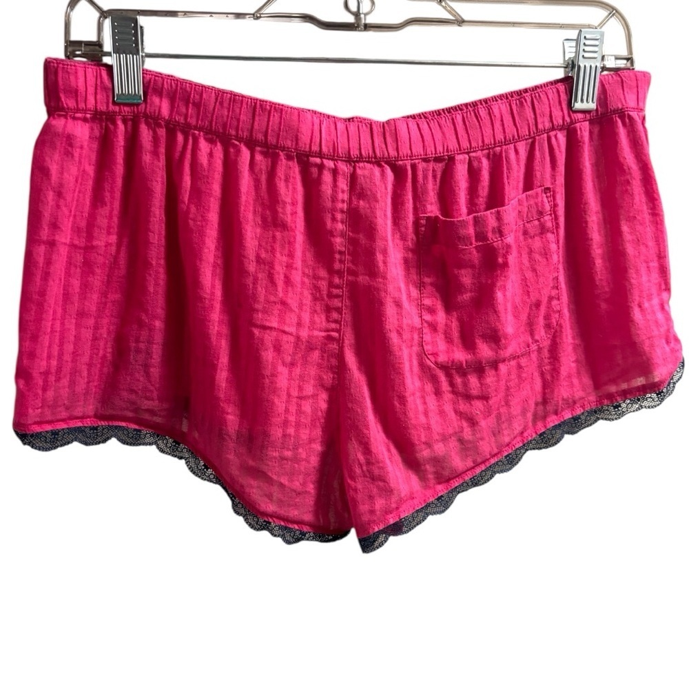 Y2K vintage Abercrombie & Fitch pink Striped Shorts feminine boxer blue lace - Picture 8 of 10